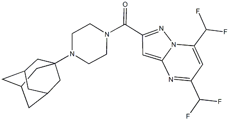 2-{[4-(1-adamantyl)-1-piperazinyl]carbonyl}-5,7-bis(difluoromethyl)pyrazolo[1,5-a]pyrimidine Struktur