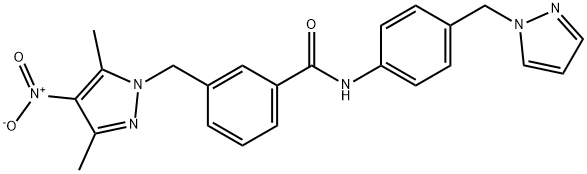 3-({4-nitro-3,5-dimethyl-1H-pyrazol-1-yl}methyl)-N-[4-(1H-pyrazol-1-ylmethyl)phenyl]benzamide Structure