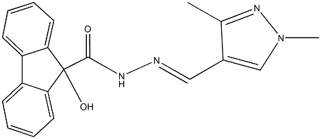 N'-[(1,3-dimethyl-1H-pyrazol-4-yl)methylene]-9-hydroxy-9H-fluorene-9-carbohydrazide Structure