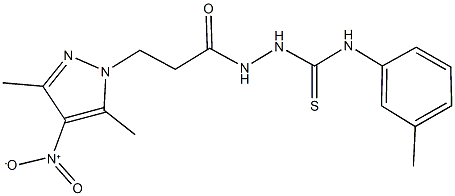 2-(3-{4-nitro-3,5-dimethyl-1H-pyrazol-1-yl}propanoyl)-N-(3-methylphenyl)hydrazinecarbothioamide 化学構造式