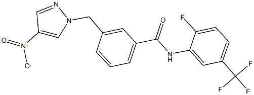 N-[2-fluoro-5-(trifluoromethyl)phenyl]-3-({4-nitro-1H-pyrazol-1-yl}methyl)benzamide Struktur