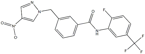 N-[2-fluoro-5-(trifluoromethyl)phenyl]-3-({4-nitro-1H-pyrazol-1-yl}methyl)benzamide 结构式