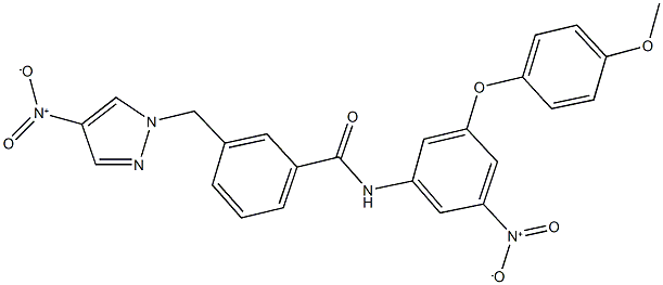 N-[3-nitro-5-(4-methoxyphenoxy)phenyl]-3-({4-nitro-1H-pyrazol-1-yl}methyl)benzamide Structure