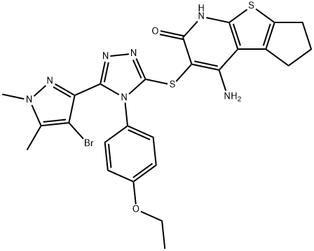 512825-04-6 4-amino-3-{[5-(4-bromo-1,5-dimethyl-1H-pyrazol-3-yl)-4-(4-ethoxyphenyl)-4H-1,2,4-triazol-3-yl]sulfanyl}-6,7-dihydro-5H-cyclopenta[4,5]thieno[2,3-b]pyridin-2-ol