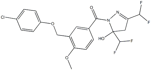 1-{3-[(4-chlorophenoxy)methyl]-4-methoxybenzoyl}-3,5-bis(difluoromethyl)-4,5-dihydro-1H-pyrazol-5-ol Structure