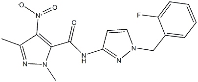 N-[1-(2-fluorobenzyl)-1H-pyrazol-3-yl]-4-nitro-1,3-dimethyl-1H-pyrazole-5-carboxamide Structure