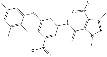 4-nitro-N-[3-nitro-5-(2,3,5-trimethylphenoxy)phenyl]-1,3-dimethyl-1H-pyrazole-5-carboxamide 结构式