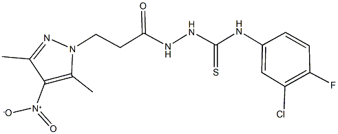 N-(3-chloro-4-fluorophenyl)-2-(3-{4-nitro-3,5-dimethyl-1H-pyrazol-1-yl}propanoyl)hydrazinecarbothioamide,512825-34-2,结构式