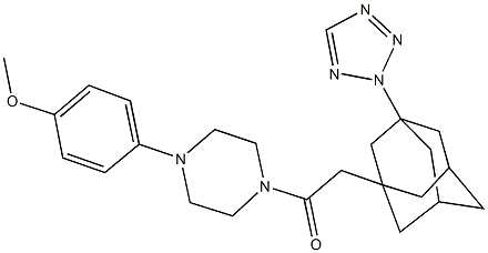 1-(4-methoxyphenyl)-4-{[3-(2H-tetraazol-2-yl)-1-adamantyl]acetyl}piperazine 化学構造式