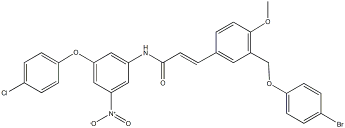 3-{3-[(4-bromophenoxy)methyl]-4-methoxyphenyl}-N-{3-(4-chlorophenoxy)-5-nitrophenyl}acrylamide Struktur