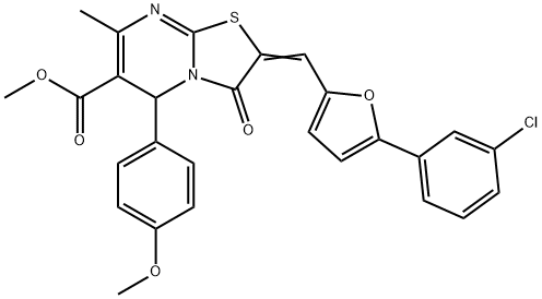 methyl 2-{[5-(3-chlorophenyl)-2-furyl]methylene}-5-(4-methoxyphenyl)-7-methyl-3-oxo-2,3-dihydro-5H-[1,3]thiazolo[3,2-a]pyrimidine-6-carboxylate,512825-78-4,结构式