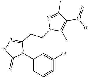 4-(3-chlorophenyl)-3-(2-{4-nitro-3,5-dimethyl-1H-pyrazol-1-yl}ethyl)-5-sulfanyl-4H-1,2,4-triazole Structure