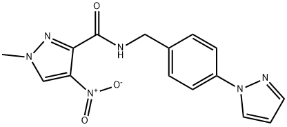 4-nitro-1-methyl-N-[4-(1H-pyrazol-1-yl)benzyl]-1H-pyrazole-3-carboxamide Struktur