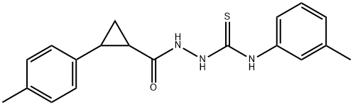 N-(3-methylphenyl)-2-{[2-(4-methylphenyl)cyclopropyl]carbonyl}hydrazinecarbothioamide Struktur