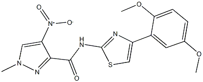 N-[4-(2,5-dimethoxyphenyl)-1,3-thiazol-2-yl]-4-nitro-1-methyl-1H-pyrazole-3-carboxamide Structure