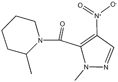 1-({4-nitro-1-methyl-1H-pyrazol-5-yl}carbonyl)-2-methylpiperidine 化学構造式