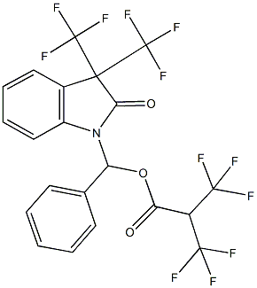 [2-oxo-3,3-bis(trifluoromethyl)-2,3-dihydro-1H-indol-1-yl](phenyl)methyl 3,3,3-trifluoro-2-(trifluoromethyl)propanoate Structure