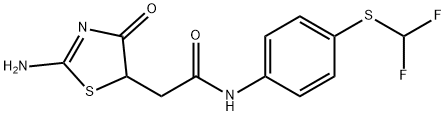 N-{4-[(difluoromethyl)sulfanyl]phenyl}-2-(2-imino-4-oxo-1,3-thiazolidin-5-yl)acetamide Struktur