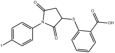 2-{[1-(4-iodophenyl)-2,5-dioxo-3-pyrrolidinyl]sulfanyl}benzoic acid Structure