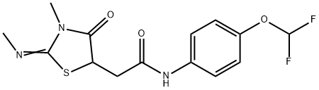 N-[4-(difluoromethoxy)phenyl]-2-[3-methyl-2-(methylimino)-4-oxo-1,3-thiazolidin-5-yl]acetamide 结构式