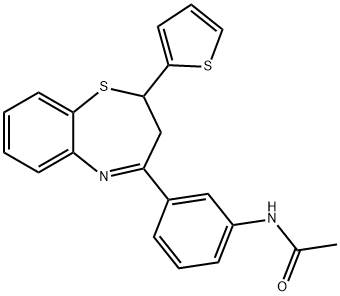 N-{3-[2-(2-thienyl)-2,3-dihydro-1,5-benzothiazepin-4-yl]phenyl}acetamide Struktur