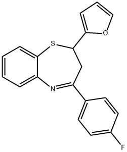 4-(4-fluorophenyl)-2-(2-furyl)-2,3-dihydro-1,5-benzothiazepine 化学構造式