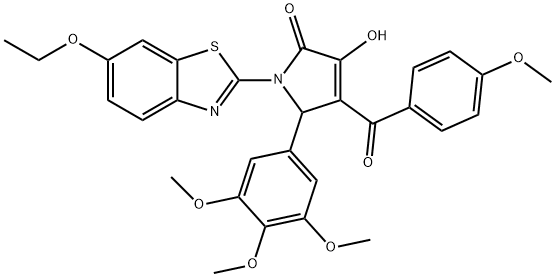 1-(6-ethoxy-1,3-benzothiazol-2-yl)-3-hydroxy-4-(4-methoxybenzoyl)-5-(3,4,5-trimethoxyphenyl)-1,5-dihydro-2H-pyrrol-2-one Struktur