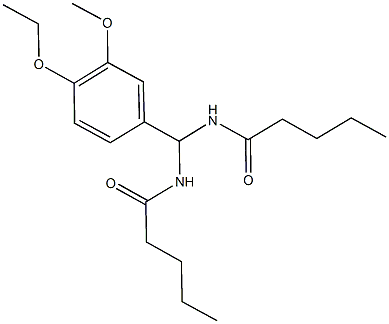 N-[(4-ethoxy-3-methoxyphenyl)(pentanoylamino)methyl]pentanamide|