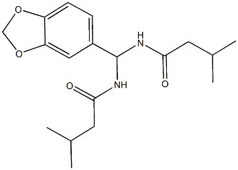 N-{1,3-benzodioxol-5-yl[(3-methylbutanoyl)amino]methyl}-3-methylbutanamide Structure