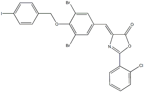 2-(2-chlorophenyl)-4-{3,5-dibromo-4-[(4-iodobenzyl)oxy]benzylidene}-1,3-oxazol-5(4H)-one 结构式