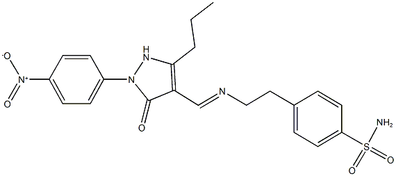 4-(2-{[(2-{4-nitrophenyl}-3-oxo-5-propyl-2,3-dihydro-1H-pyrazol-4-yl)methylene]amino}ethyl)benzenesulfonamide Structure