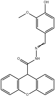 N'-(4-hydroxy-3-methoxybenzylidene)-9H-xanthene-9-carbohydrazide 化学構造式