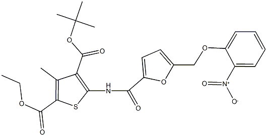 4-tert-butyl 2-ethyl 5-{[5-({2-nitrophenoxy}methyl)-2-furoyl]amino}-3-methyl-2,4-thiophenedicarboxylate,514217-69-7,结构式