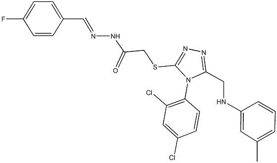 2-{[4-(2,4-dichlorophenyl)-5-(3-toluidinomethyl)-4H-1,2,4-triazol-3-yl]sulfanyl}-N'-(4-fluorobenzylidene)acetohydrazide Struktur