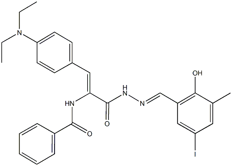 N-(2-[4-(diethylamino)phenyl]-1-{[2-(2-hydroxy-5-iodo-3-methylbenzylidene)hydrazino]carbonyl}vinyl)benzamide Structure
