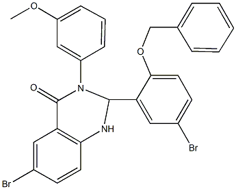2-[2-(benzyloxy)-5-bromophenyl]-6-bromo-3-(3-methoxyphenyl)-2,3-dihydro-4(1H)-quinazolinone Struktur