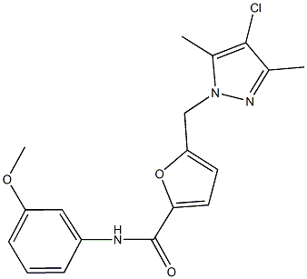 5-[(4-chloro-3,5-dimethyl-1H-pyrazol-1-yl)methyl]-N-(3-methoxyphenyl)-2-furamide 结构式