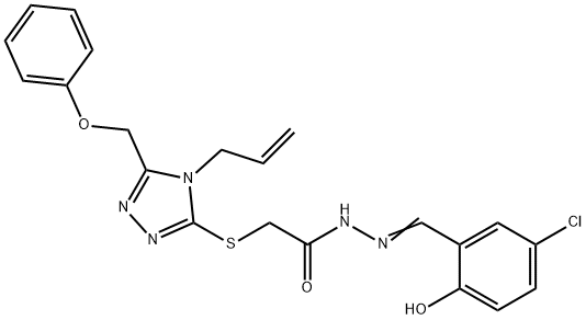 2-{[4-allyl-5-(phenoxymethyl)-4H-1,2,4-triazol-3-yl]sulfanyl}-N'-(5-chloro-2-hydroxybenzylidene)acetohydrazide 结构式