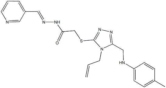 2-{[4-allyl-5-(4-toluidinomethyl)-4H-1,2,4-triazol-3-yl]sulfanyl}-N'-(3-pyridinylmethylene)acetohydrazide 结构式