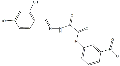 2-[2-(2,4-dihydroxybenzylidene)hydrazino]-N-{3-nitrophenyl}-2-oxoacetamide 化学構造式