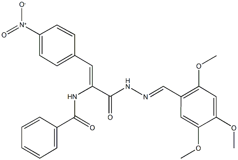 N-(2-{4-nitrophenyl}-1-{[2-(2,4,5-trimethoxybenzylidene)hydrazino]carbonyl}vinyl)benzamide Structure