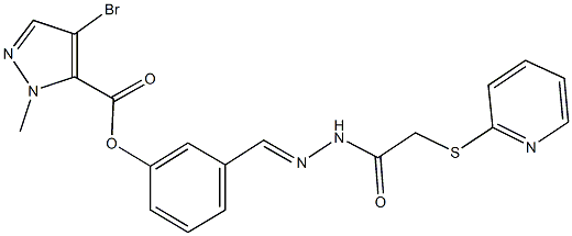 3-{2-[(2-pyridinylsulfanyl)acetyl]carbohydrazonoyl}phenyl 4-bromo-1-methyl-1H-pyrazole-5-carboxylate 结构式