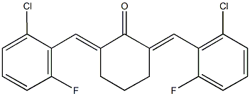 2,6-bis(2-chloro-6-fluorobenzylidene)cyclohexanone 化学構造式