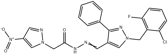 N'-{[1-(2-chloro-6-fluorobenzyl)-3-phenyl-1H-pyrazol-4-yl]methylene}-2-{4-nitro-1H-pyrazol-1-yl}acetohydrazide,514219-55-7,结构式