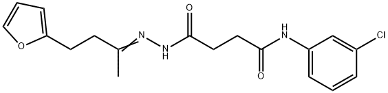 N-(3-chlorophenyl)-4-{2-[3-(2-furyl)-1-methylpropylidene]hydrazino}-4-oxobutanamide Struktur