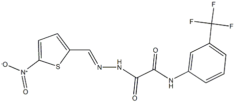 2-[2-({5-nitro-2-thienyl}methylene)hydrazino]-2-oxo-N-[3-(trifluoromethyl)phenyl]acetamide 化学構造式