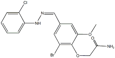 2-{2-bromo-4-[2-(2-chlorophenyl)carbohydrazonoyl]-6-methoxyphenoxy}acetamide 化学構造式