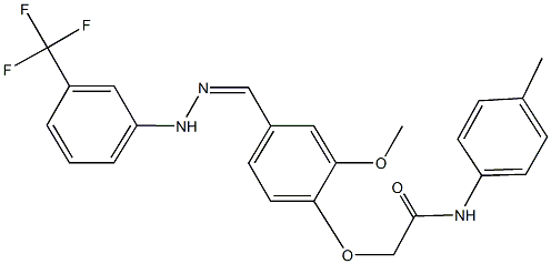 2-(2-methoxy-4-{2-[3-(trifluoromethyl)phenyl]carbohydrazonoyl}phenoxy)-N-(4-methylphenyl)acetamide 结构式