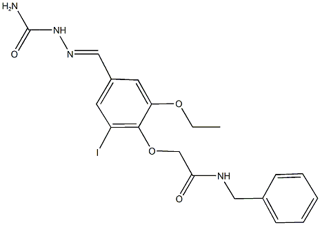 2-{4-[2-(aminocarbonyl)carbohydrazonoyl]-2-ethoxy-6-iodophenoxy}-N-benzylacetamide Structure