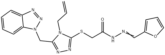 2-{[4-allyl-5-(1H-1,2,3-benzotriazol-1-ylmethyl)-4H-1,2,4-triazol-3-yl]sulfanyl}-N'-(2-furylmethylene)acetohydrazide 结构式